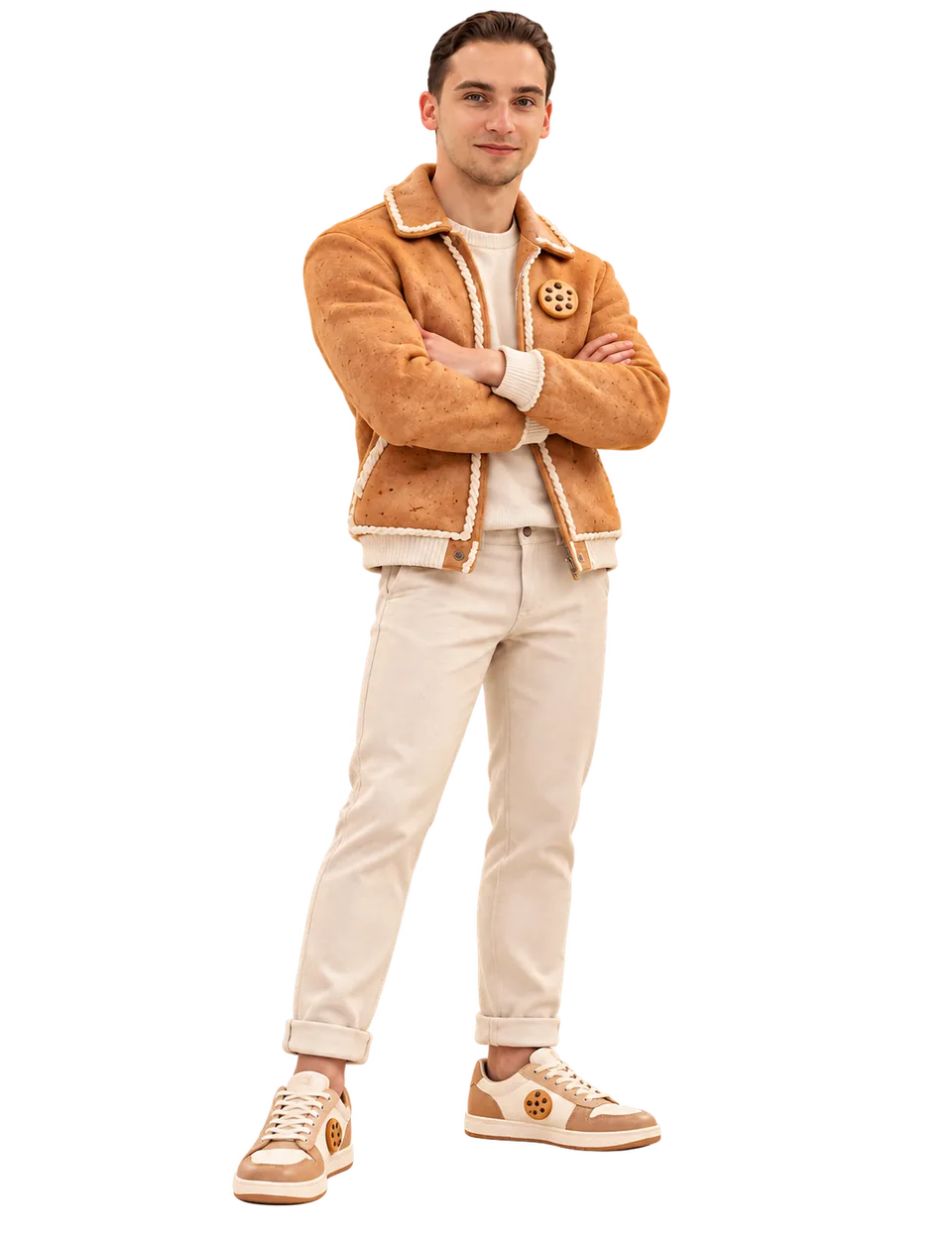 Justas Giraitis, founder of Crispy Scale, in a playful cookie-inspired outfit